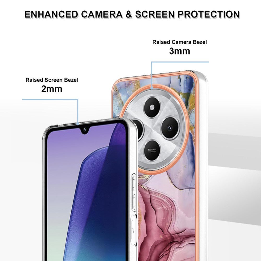 EIDERWOOD Xiaomi Redmi 14C Fleksibelt Plastik Bagside Cover m. Marmordesign - Lyserød