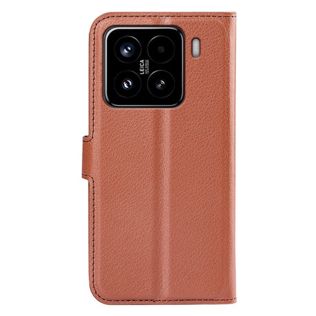 Xiaomi 15 - EIDERWOOD Faux Leather Flip Cover m. Kortholder og stativfunksjon - brun