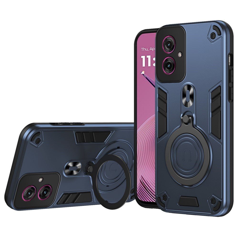 Motorola Moto G55 - EIDERWOOD Hybrid Craftsman Cover m. Roterende støtteben - blå