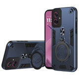 Motorola Moto G55 - EIDERWOOD Hybrid Craftsman Cover m. Roterende støtteben - blå