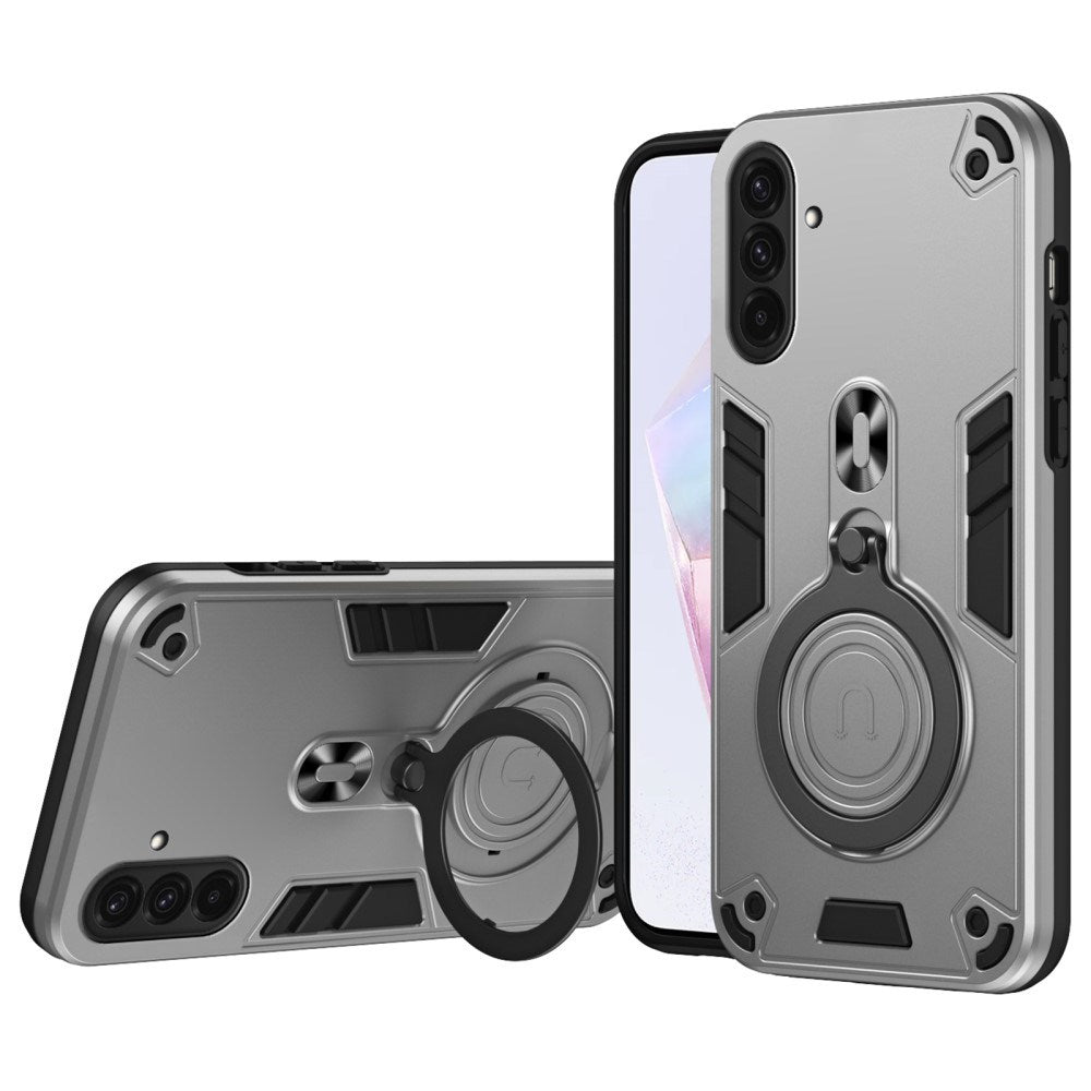 EIDERWOOD Samsung Galaxy A36 (5G) Hybrid Bakdeksel m. 360 grader roterbar støtte - MagSafe-kompatibel - Sølv