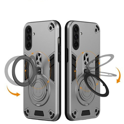 EIDERWOOD Samsung Galaxy A36 (5G) Hybrid Bakdeksel m. 360 grader roterbar støtte - MagSafe-kompatibel - Sølv