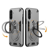 EIDERWOOD Samsung Galaxy A36 (5G) Hybrid Bakdeksel m. 360 grader roterbar støtte - MagSafe-kompatibel - Sølv