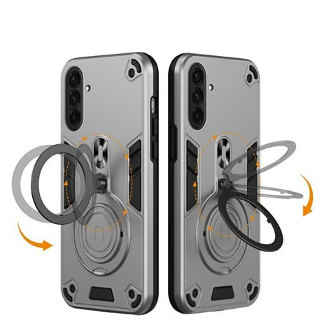 EIDERWOOD Samsung Galaxy A36 (5G) Hybrid Bakdeksel m. 360 grader roterbar støtte - MagSafe-kompatibel - Sølv