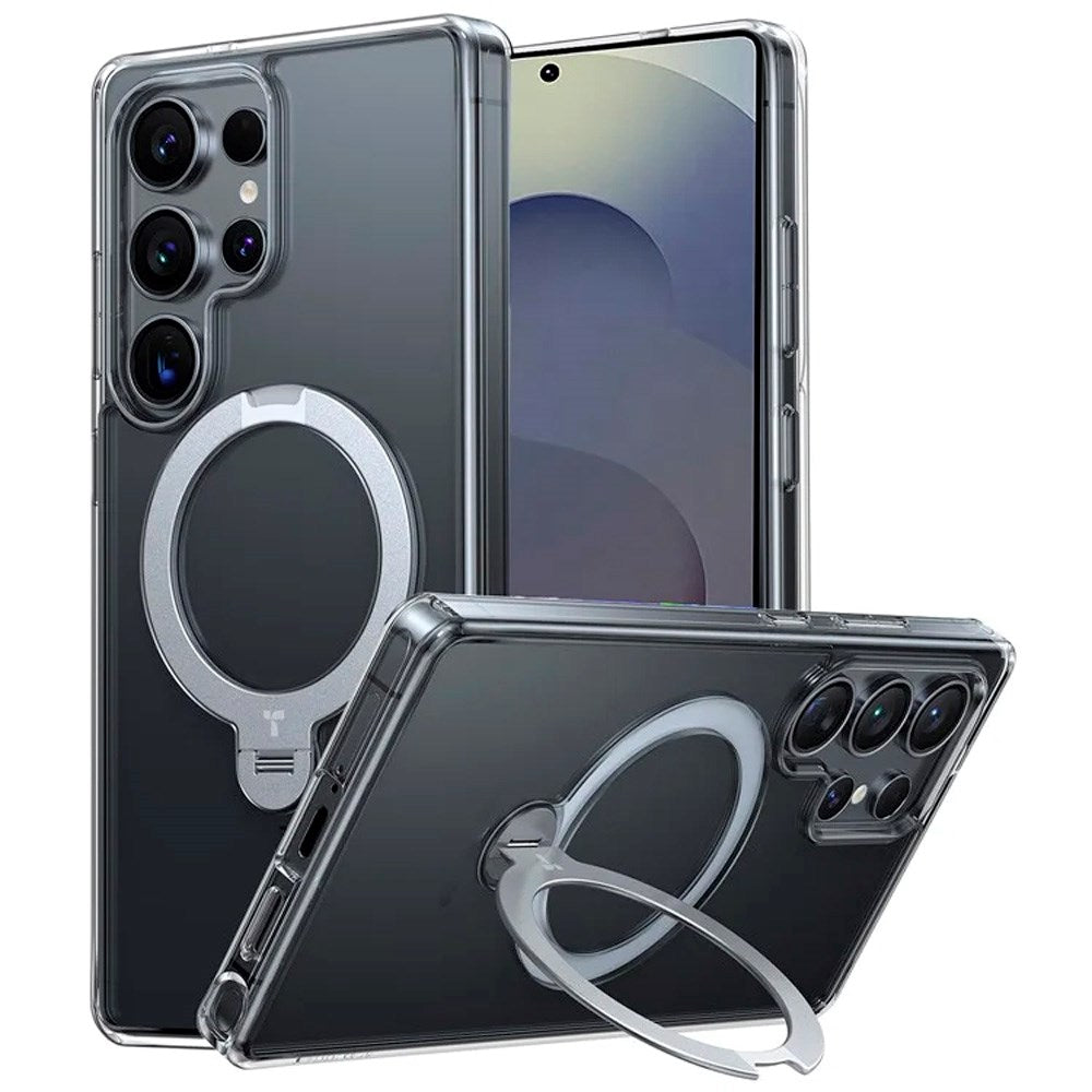 Samsung Galaxy S25 Ultra - TORRAS Hybrid Deksel m. Stativ - MagSafe-kompatibel - Gjennomsiktig