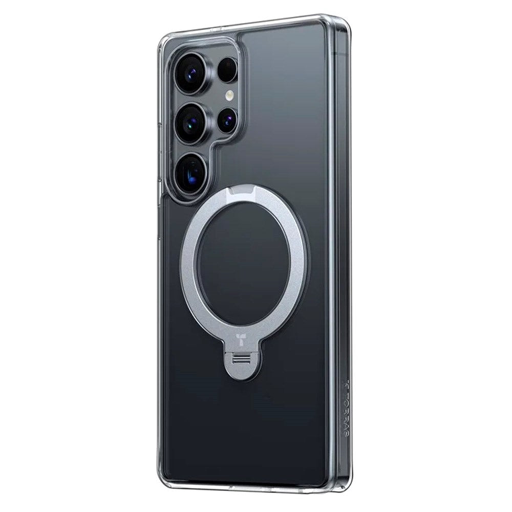 Samsung Galaxy S25 Ultra - TORRAS Hybrid Deksel m. Stativ - MagSafe-kompatibel - Gjennomsiktig