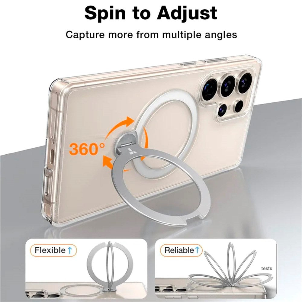 Samsung Galaxy S25 Ultra - TORRAS Hybrid Deksel m. Stativ - MagSafe-kompatibel - Gjennomsiktig