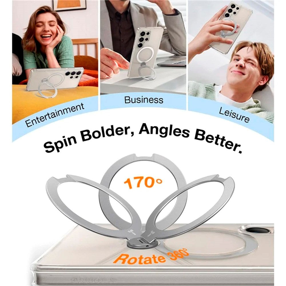 Samsung Galaxy S25 Ultra - TORRAS Hybrid Deksel m. Stativ - MagSafe-kompatibel - Gjennomsiktig