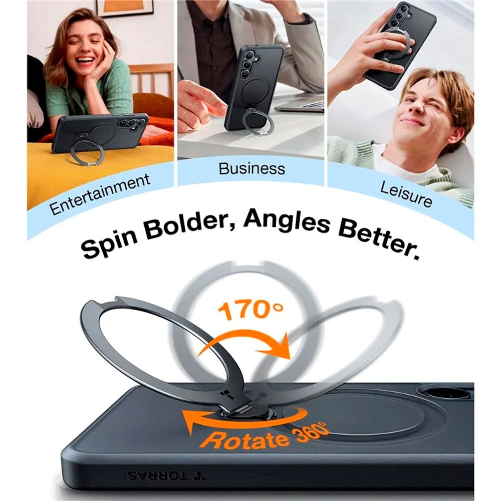 Samsung Galaxy S25+ (Plus) - TORRAS Hybrid Deksel m. Stativ - MagSafe-kompatibel - Svart