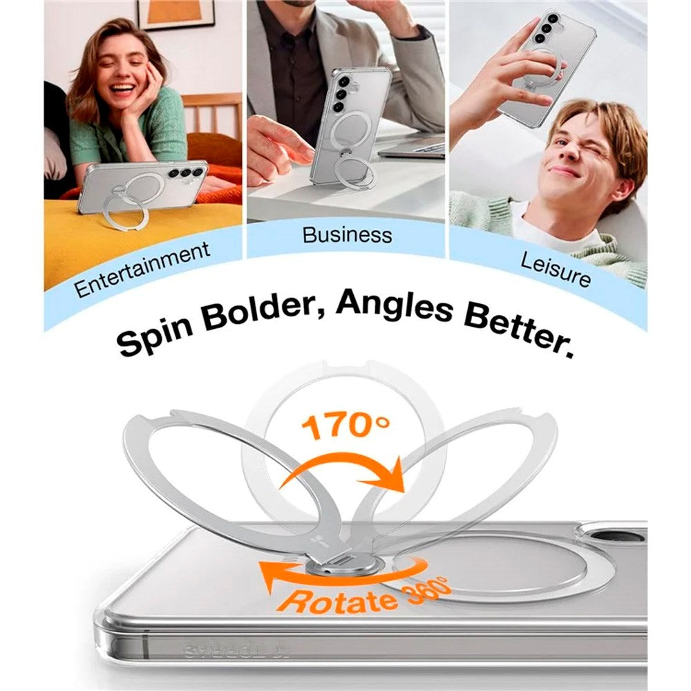 Samsung Galaxy S25 - TORRAS Hybrid Deksel m. Stativ - MagSafe-kompatibel - Gjennomsiktig