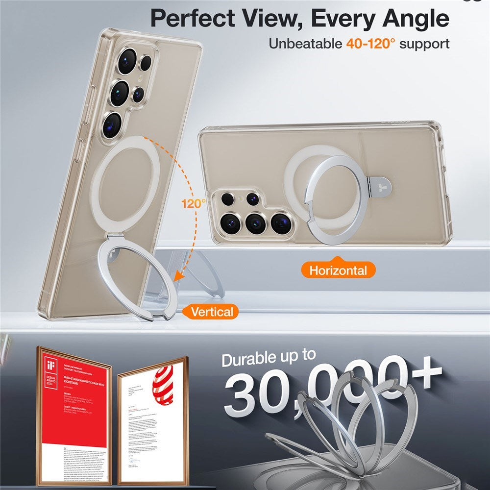 Samsung Galaxy S25 Ultra - TORRAS Guardian Ostand Hybrid Cover - Kickstand - MagSafe Kompatibel - Gennemsigtig