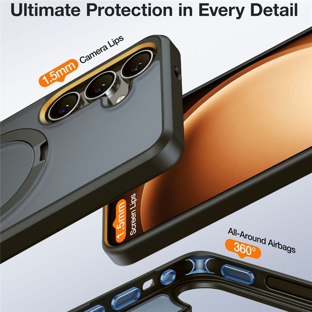 Samsung Galaxy S25 - TORRAS Guardian Ostand Hybrid Cover - Kickstand - MagSafe Kompatibel - Sort