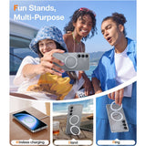 Samsung Galaxy S25 - TORRAS Guardian Ostand Hybrid Cover - Kickstand - MagSafe Kompatibel - Gennemsigtig