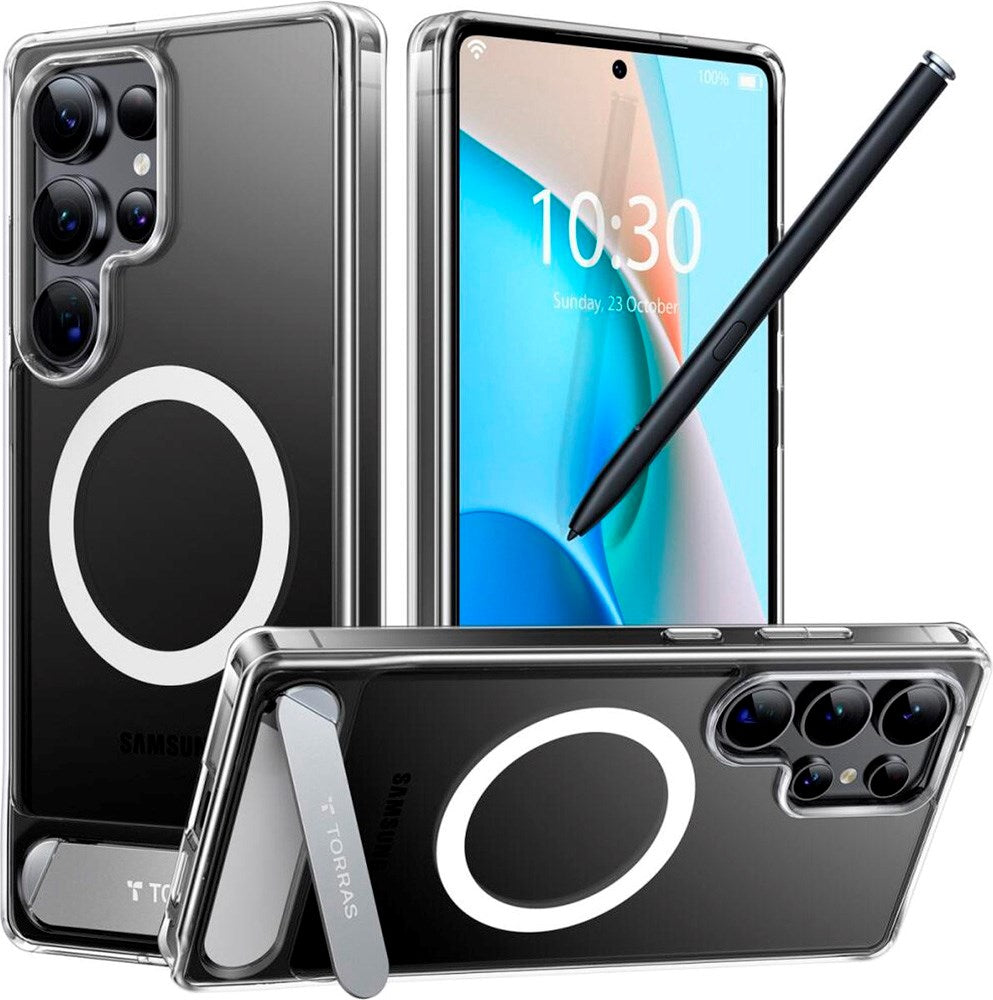 Samsung Galaxy S25 Ultra - TORRAS Hybrid Deksel m. Stativfunksjon - MagSafe-kompatibel - Gjennomsiktig