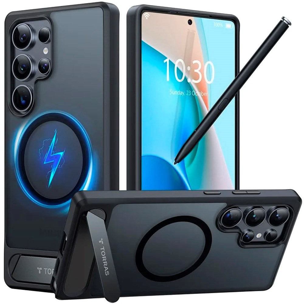 Samsung Galaxy S25 Ultra - TORRAS Hybrid Deksel m. Ståfunksjon - MagSafe-kompatibel - Svart