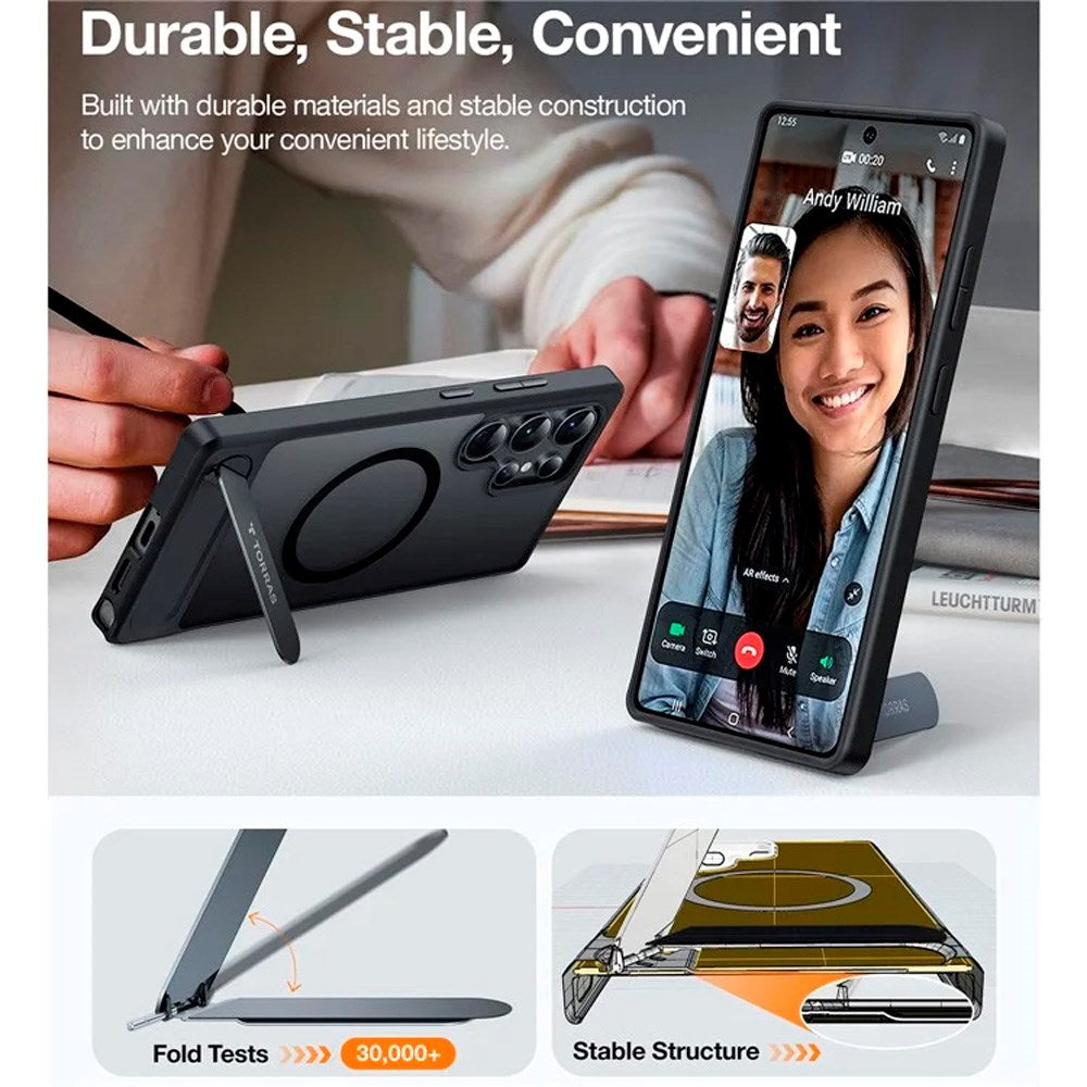 Samsung Galaxy S25 Ultra - TORRAS Hybrid Deksel m. Ståfunksjon - MagSafe-kompatibel - Svart