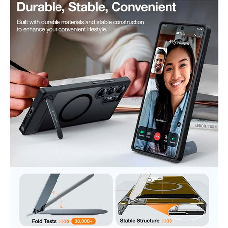 Samsung Galaxy S25 Ultra - TORRAS Hybrid Deksel m. Ståfunksjon - MagSafe-kompatibel - Svart