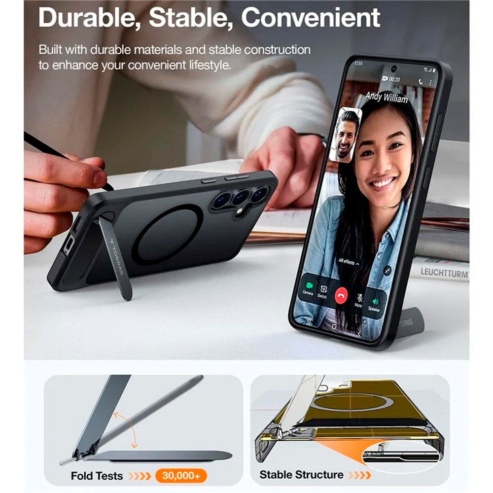 Samsung Galaxy S25 - TORRAS Hybrid Deksel m. Ståfunksjon - MagSafe-kompatibel - Svart