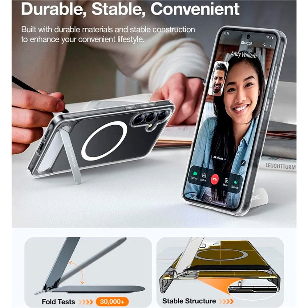 Samsung Galaxy S25 - TORRAS Hybrid Deksel m. Stativfunksjon - MagSafe-kompatibel - Gjennomsiktig