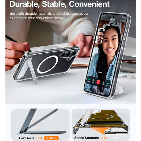 Samsung Galaxy S25 - TORRAS Hybrid Deksel m. Stativfunksjon - MagSafe-kompatibel - Gjennomsiktig