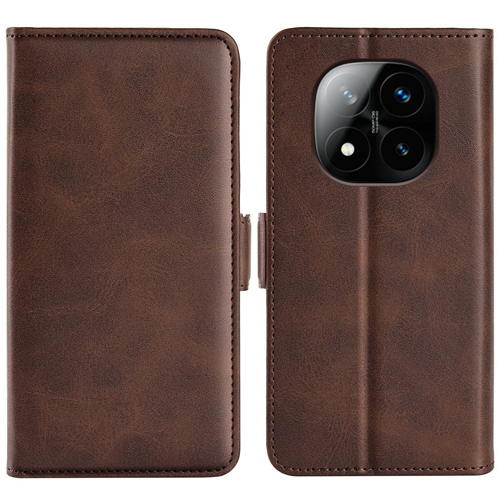 Xiaomi Redmi Note 14 Pro+ - EIDERWOOD Faux Leather Flip Cover m. Kortholder og stativfunksjon - brun