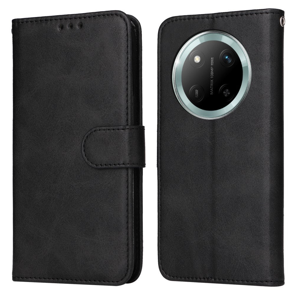 Honor Magic7 Lite - EIDERWOOD Faux Leather Flip Cover m. Stropp - Svart
