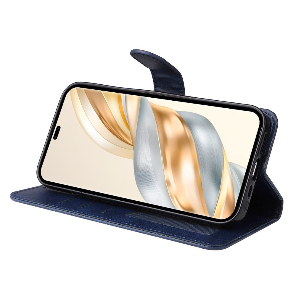 Honor Magic7 Lite - EIDERWOOD Faux Leather Flip Cover m. Stropp - Blå