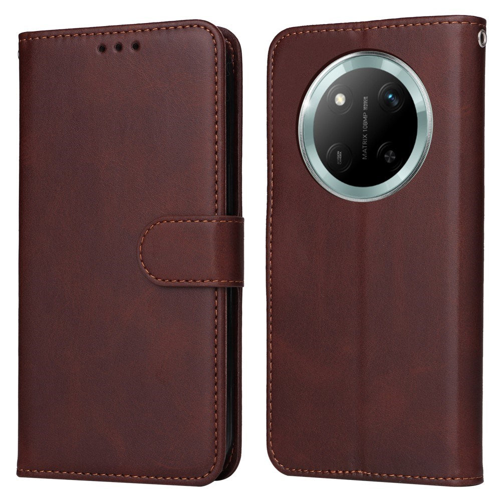 Honor Magic7 Lite - EIDERWOOD Faux Leather Flip Cover m. Stropp - Brun