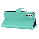 Samsung Galaxy S25 - EIDERWOOD Kunstlæder Flip Cover m. Uglemotiv - Turkis