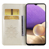 Samsung Galaxy S25 - EIDERWOOD Kunstlæder Flip Cover m. Uglemotiv - Guld