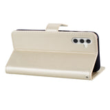 Samsung Galaxy S25 - EIDERWOOD Kunstlæder Flip Cover m. Uglemotiv - Guld