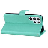 Samsung Galaxy S25 Ultra - EIDERWOOD Kunstlæder Flip Cover m. Uglemotiv - Turkis