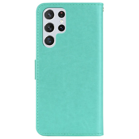 Samsung Galaxy S25 Ultra - EIDERWOOD Kunstlæder Flip Cover m. Uglemotiv - Turkis