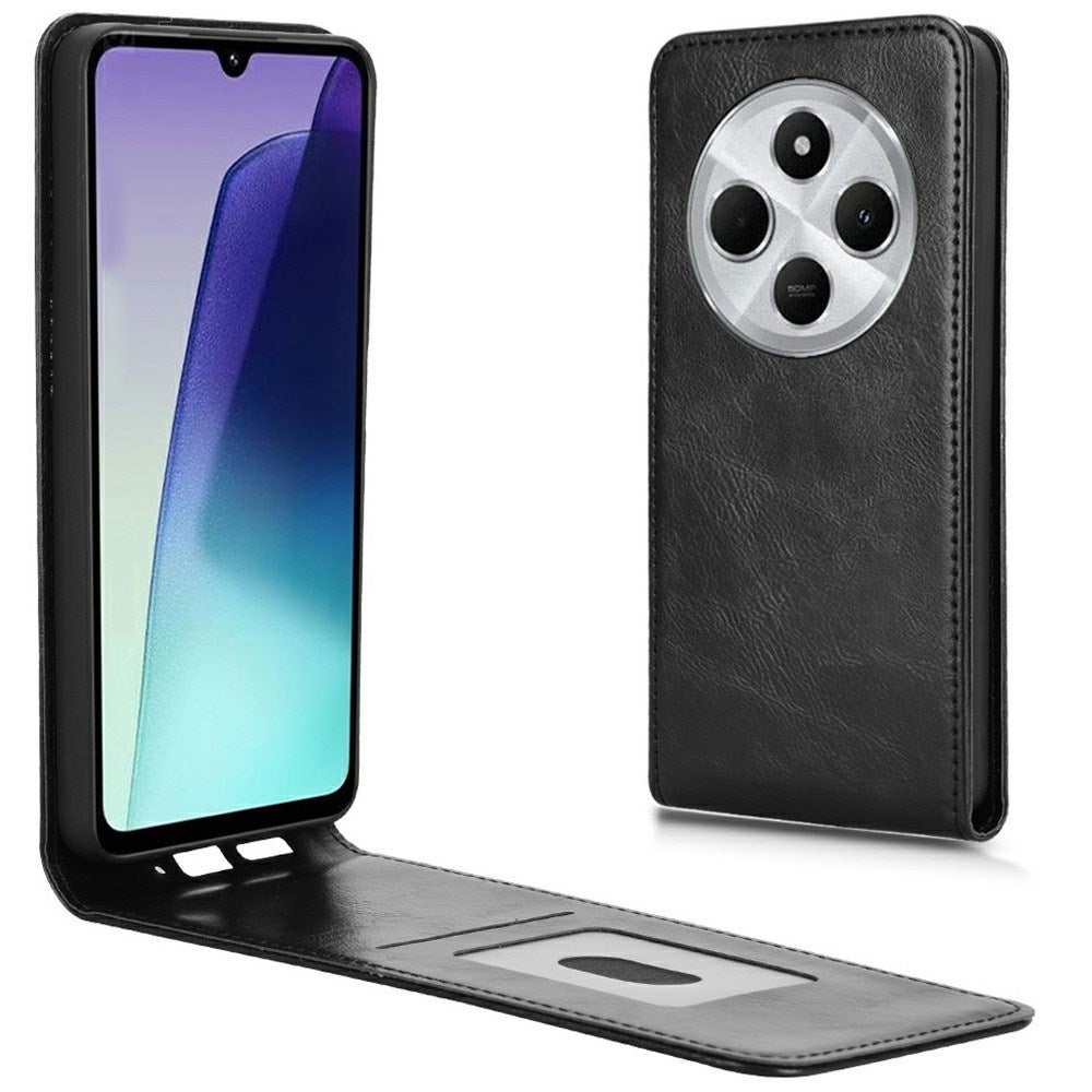 EIDERWOOD Xiaomi Redmi 14C Vertikalt Mobil Flip Cover m. Kortholder - Sort