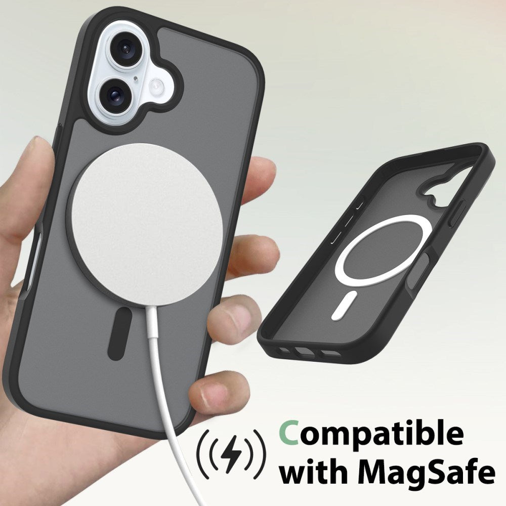 iPhone 16 Plus - EIDERWOOD Mat Hybrid Cover - MagSafe Kompatibel - Sort / Gennemsigtig