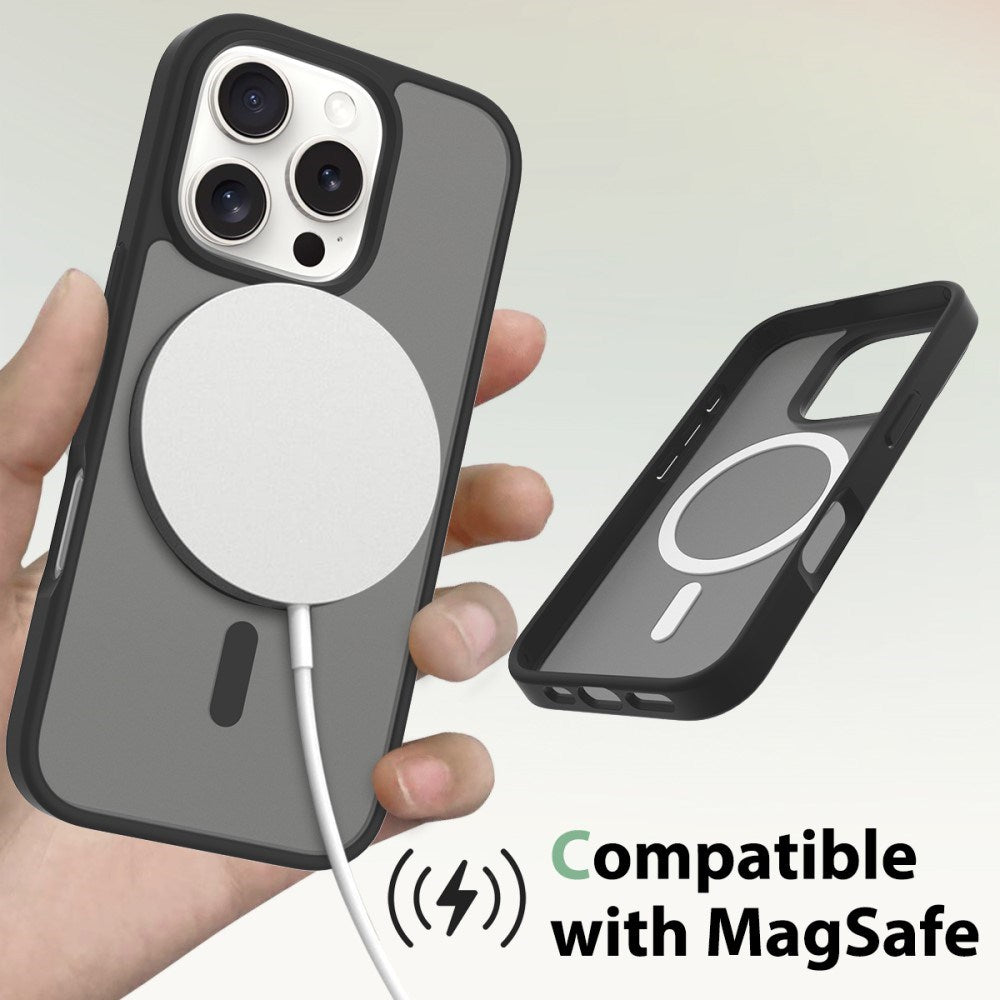 iPhone 16 Pro - EIDERWOOD Mat Hybrid Cover - MagSafe Kompatibel - Sort / Gennemsigtig
