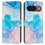 Google Pixel 10 / 10 Pro / 9 / 9 Pro - EIDERWOOD Marmor Kunstlæder Flip Cover m. Strop - Lyserød / Grøn