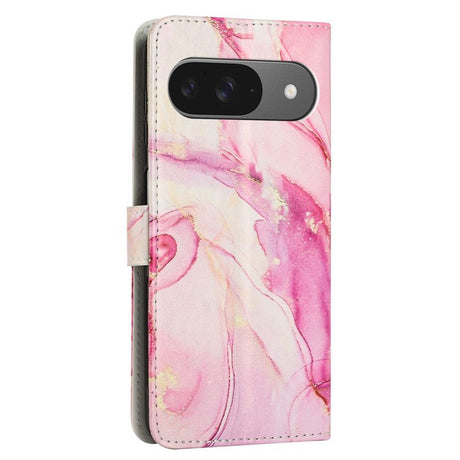 Google Pixel 10 / 10 Pro / 9 / 9 Pro - EIDERWOOD Marmor Kunstlæder Flip Cover m. Strop - Rose Gold