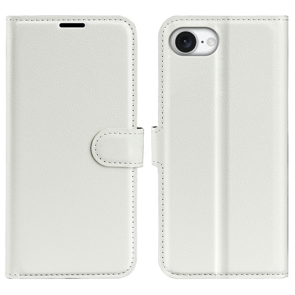iPhone 16e - EIDERWOOD Faux Leather Flip Cover m. Kortholder og stativfunksjon - Hvit