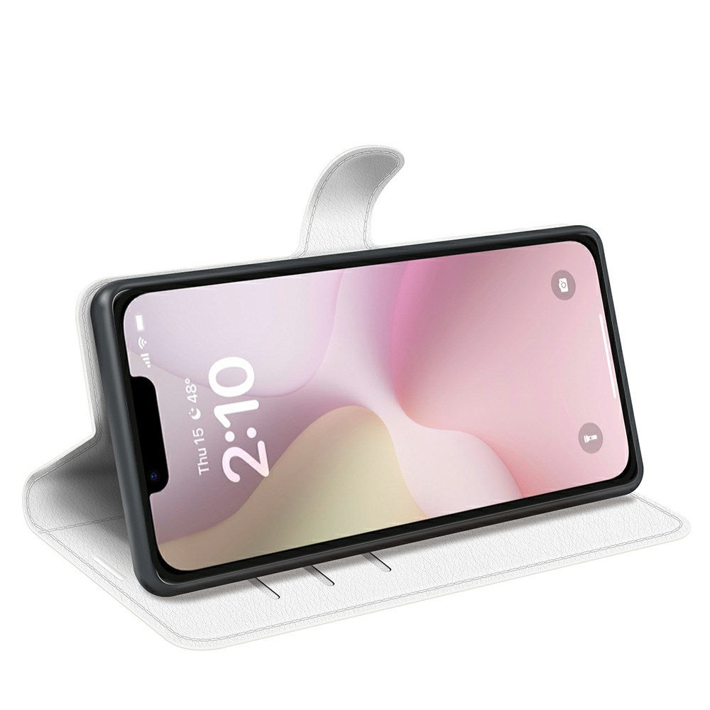 iPhone 16e - EIDERWOOD Faux Leather Flip Cover m. Kortholder og stativfunksjon - Hvit