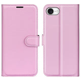 iPhone 16e - EIDERWOOD Faux Leather Flip Cover m. Kortholder og stativfunksjon - Rosa