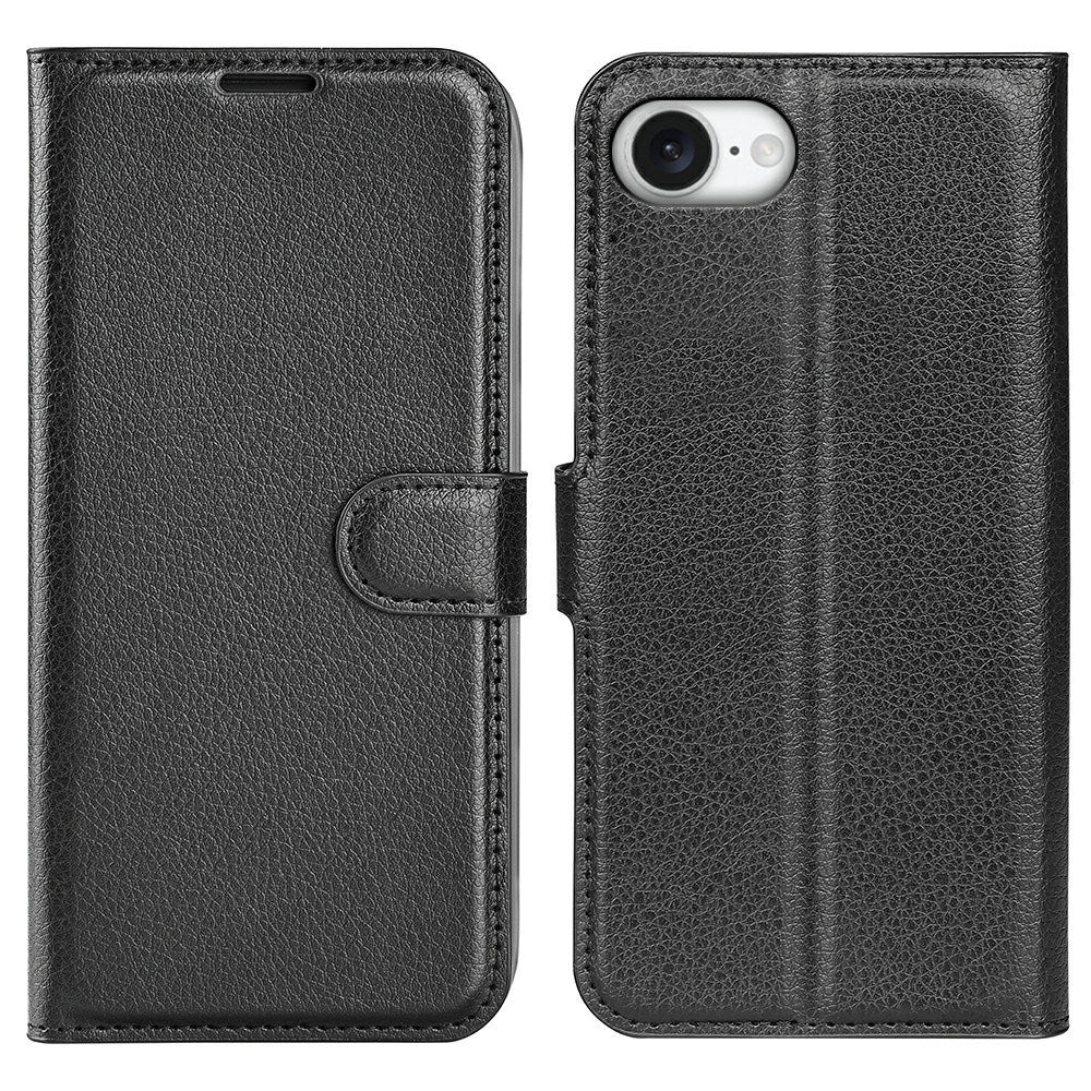 iPhone 16e - EIDERWOOD Faux Leather Flip Cover m. Kortholder og stativfunksjon - svart