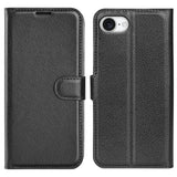 iPhone 16e - EIDERWOOD Faux Leather Flip Cover m. Kortholder og stativfunksjon - svart