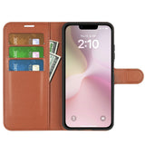 iPhone 16e - EIDERWOOD Faux Leather Flip Cover m. Kortholder og stativfunksjon - brun