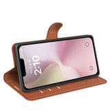 iPhone 16e - EIDERWOOD Faux Leather Flip Cover m. Kortholder og stativfunksjon - brun