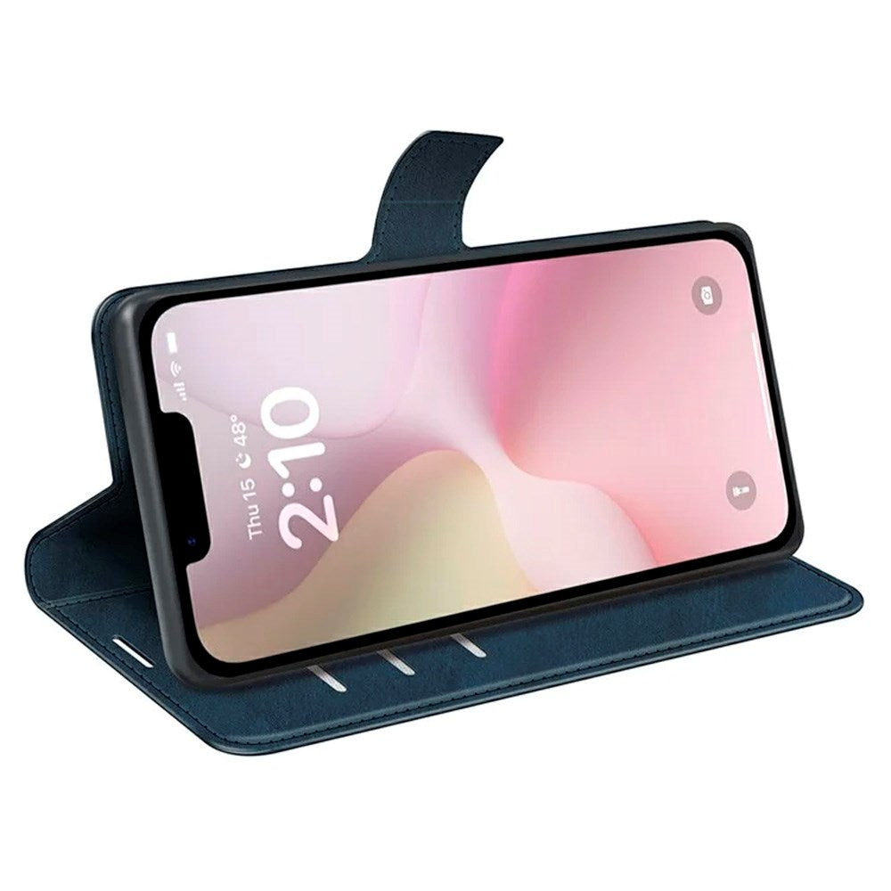 iPhone 16e - EIDERWOOD Faux Leather Flip Deksel - Blå