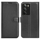 Realme C75 - EIDERWOOD Faux Leather Flip Cover m. Kortholder og stativfunksjon - svart