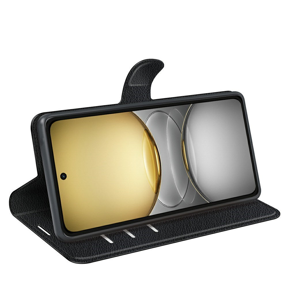 Realme C75 - EIDERWOOD Faux Leather Flip Cover m. Kortholder og stativfunksjon - svart