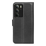 Realme C75 - EIDERWOOD Faux Leather Flip Cover m. Kortholder og stativfunksjon - svart