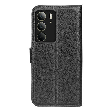 Realme C75 - EIDERWOOD Faux Leather Flip Cover m. Kortholder og stativfunksjon - svart